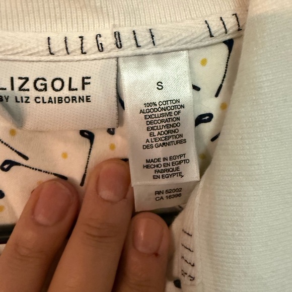 Y2K Liz Clairborne Liz Golf golf club print cotton polo size small - Picture 6 of 7